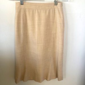 Domenico Vacca Alta Sartoria Cream Knee Length‎ Trumpet Skirt Wool Sz 6 Like New